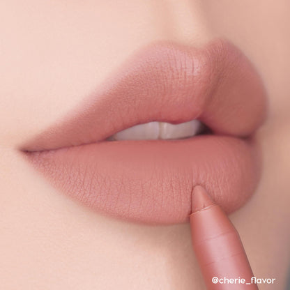 ColourPop Lippie Pencil in Cool BFF lining soft matte nude lips, the creamy cool-toned beige-pink shade defining the cupid’s bow in a close-up beauty shot for a precise, everyday lip look.